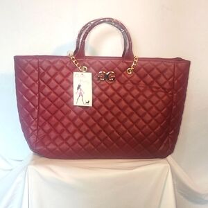 NWT Gilda Paris Quilted Large Tote, Vegan Leather